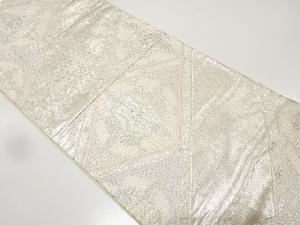 アンティーク　菱に向かい鶴・花更紗模様織り出し袋帯（着用可）